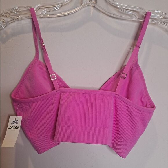 Aerie NWT seamless ring plunge bralette blue ribbed size Small - Picture 4 of 7